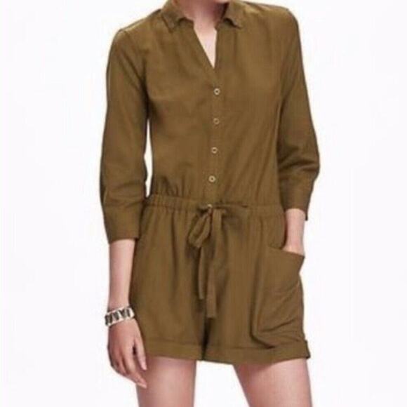 Old Navy Pants - Old Navy Utility Twill Romper Moss Green NEW Size Large
